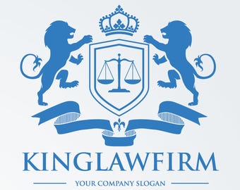弁護士法律事務所の既成ロゴ、ライオンと正義の天秤、SVG、PNG、即時ダウンロード