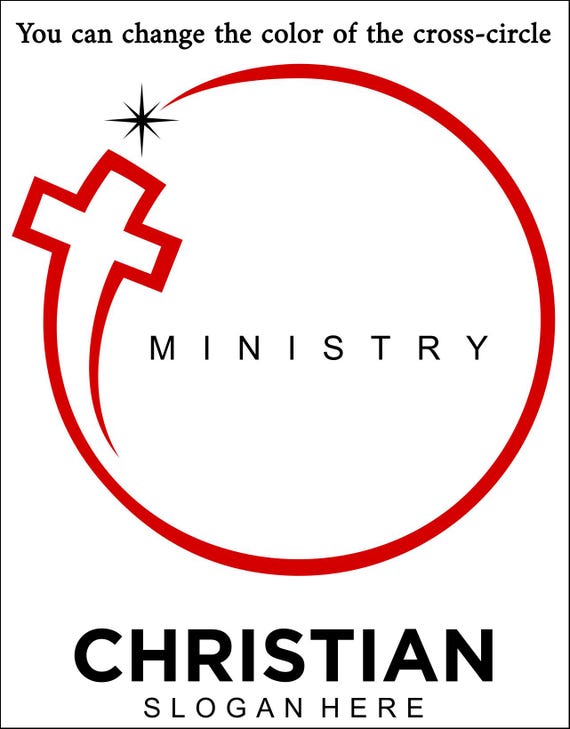 Church Premade Logo Cross Circle Star With Ministry Name SVG