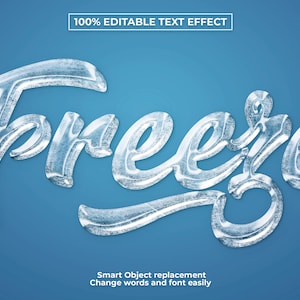 Gefrorener eisiger Blick Photoshop PSD Texteffekt vorlage sofort download