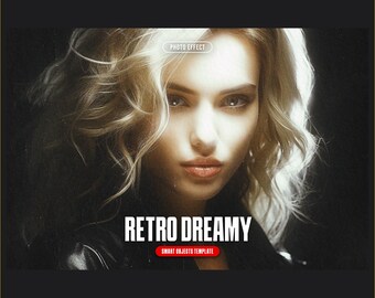 Retro Dreamy style Photo Effect Photoshop PSD template Instant download