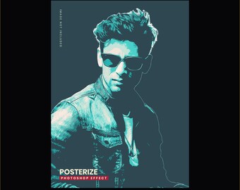Plantilla PSD de Photoshop con efecto Posterizar (descarga instantánea)