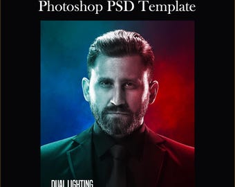 Plantilla PSD de Photoshop con efecto de iluminación dual (descarga instantánea)