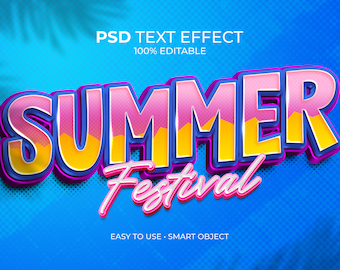 夏祭り2色3DテキストエフェクトPhotoshop PSDテンプレート即時ダウンロード