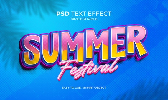 Summer Festival two color 3D text effect Photoshop PSD template instant download