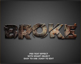 壊れたような見た目のPhotoshop PSDテキストエフェクトテンプレートを即時ダウンロード