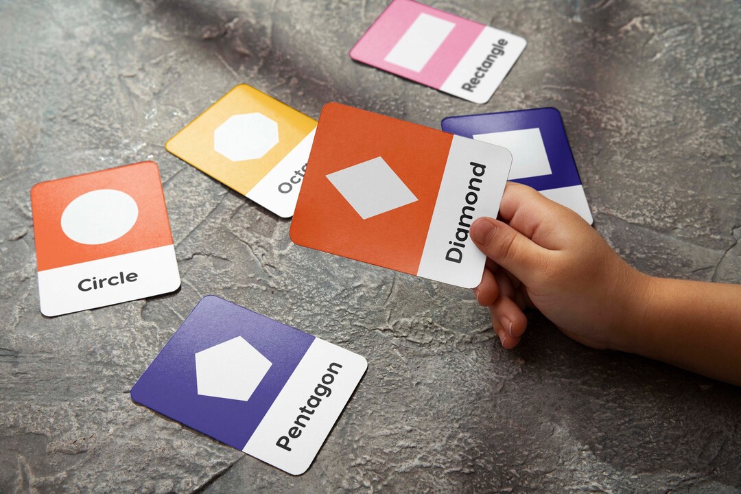 Shapes and Colors in English, 24 Printable Educational Flashcards Set ...