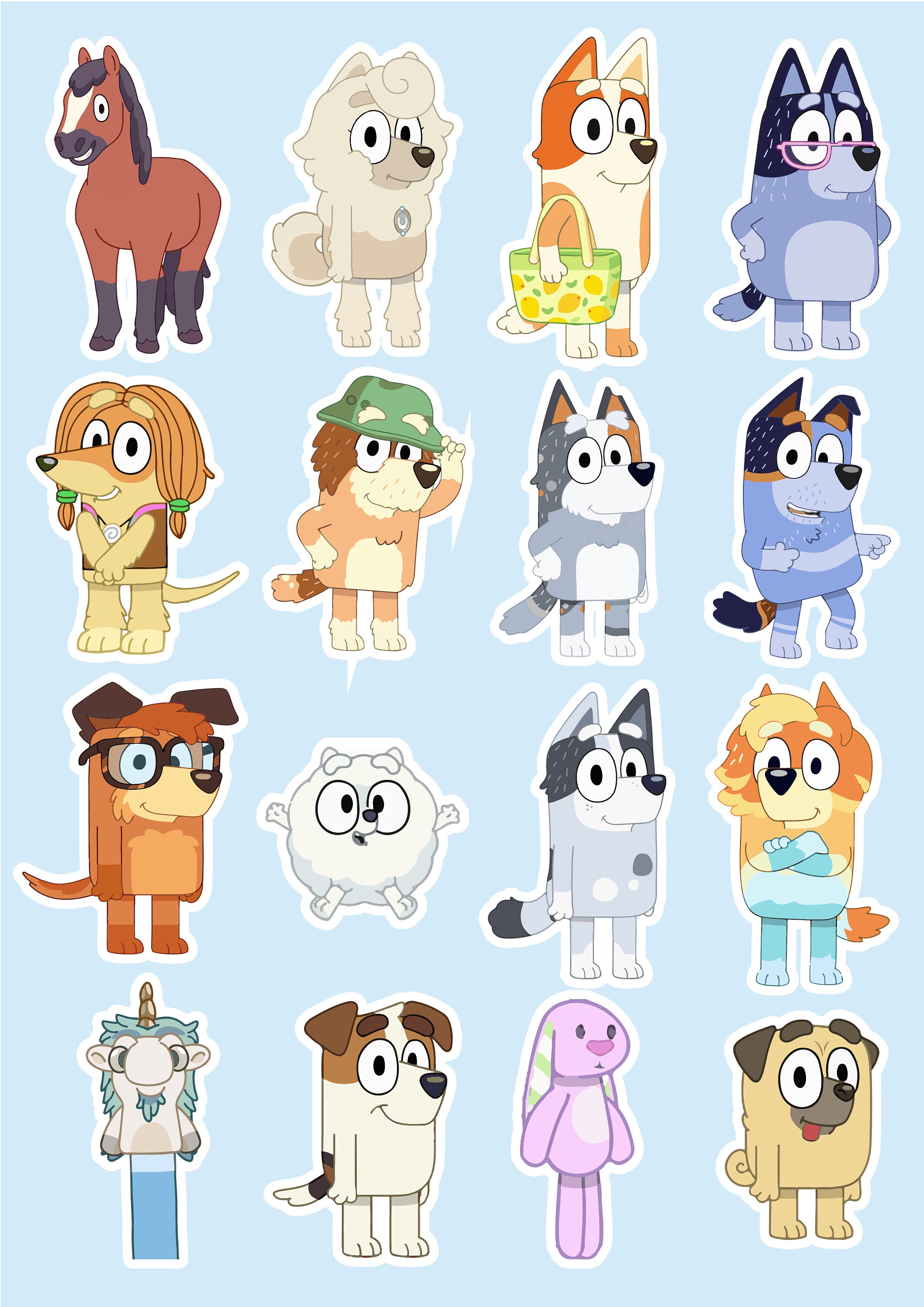Bluey All Cast Sticker Sheets Digital Download Bundle With Bonus Bluey