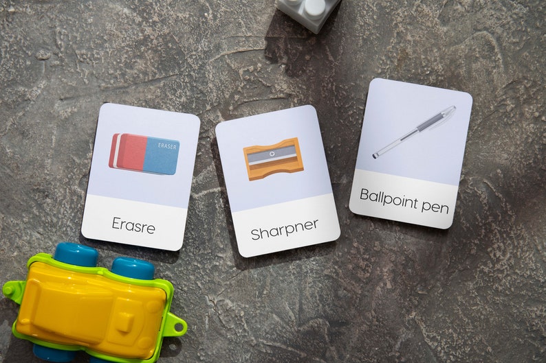 Stationery Flash Cards for Kids/toddlers Learn Play Have - Etsy