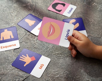 20 Tarjetas didácticas de partes del cuerpo en catalán, tarjetas educativas imprimibles para niños en edad preescolar y niños pequeños en catalán" con descarga instantánea, Parts del cos