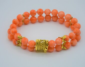 CORAL AND GOLD BRACELET