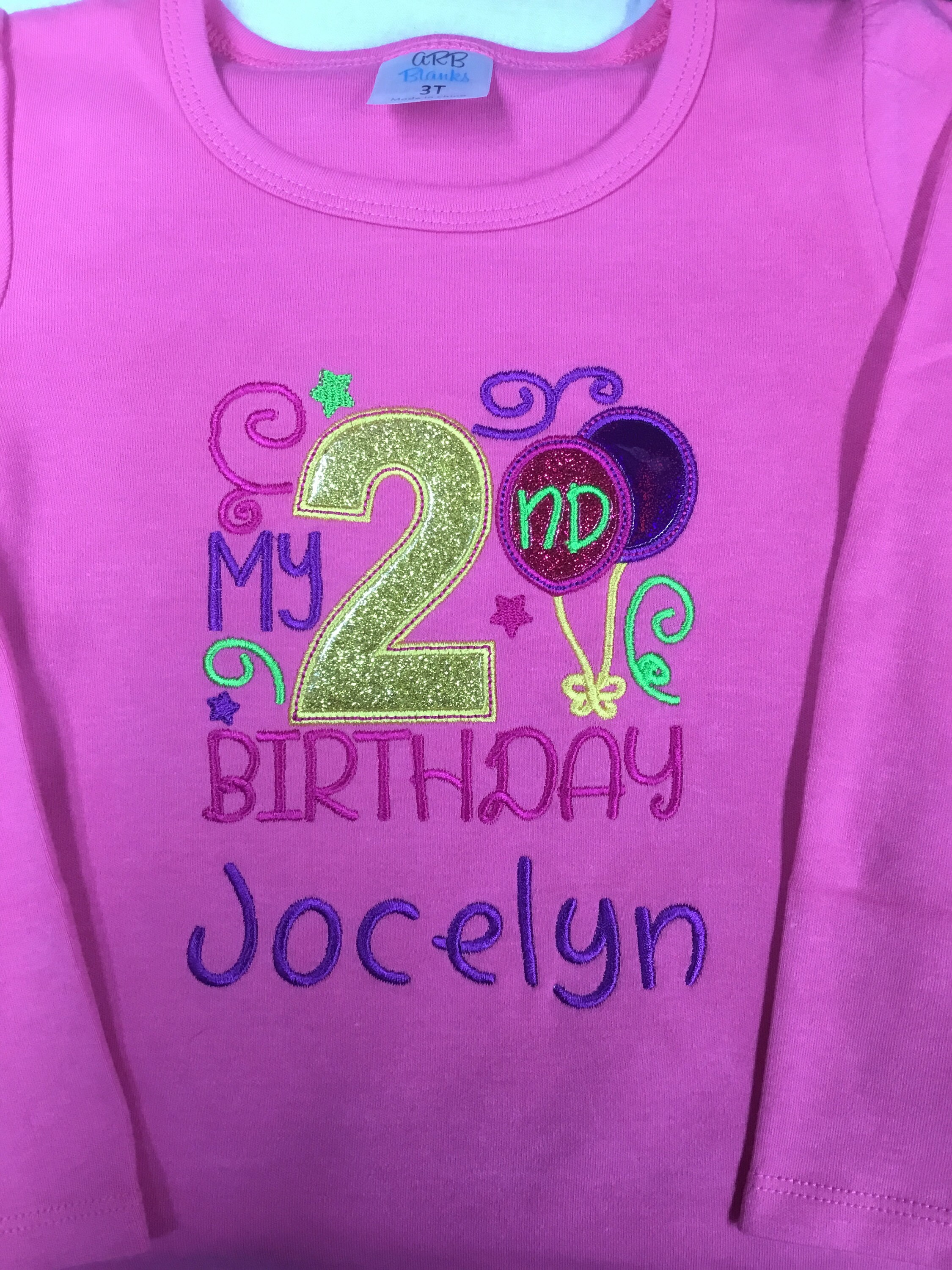 Girl's Personalized 2nd Birthday tshirt Etsy