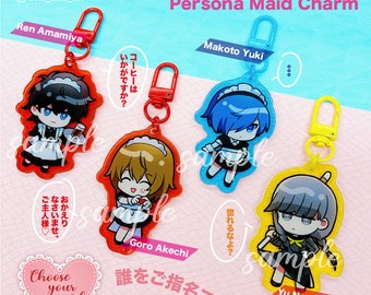 Persona P3 P4 P5 Maid Charm Keychain & Sticker