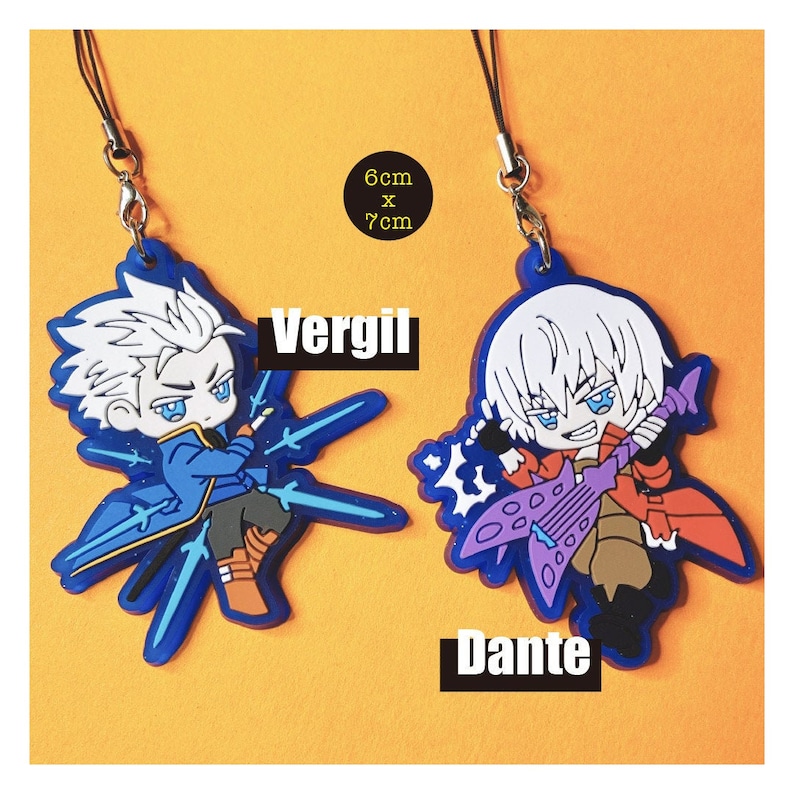 DMC Devil May Cry 3 Dante Vergil Rubber Strap keychain charm image 2