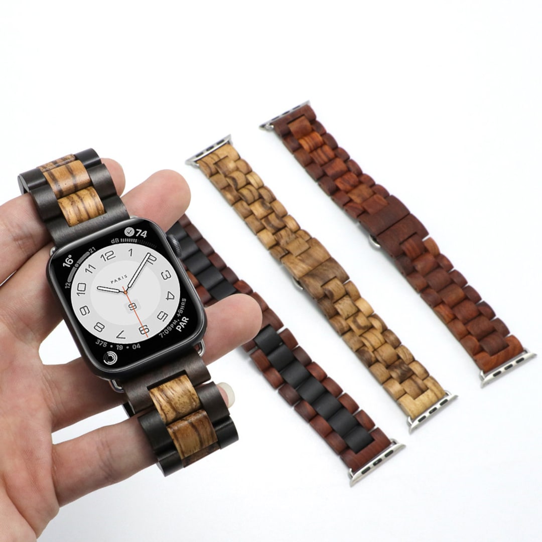 Unisex Genuine Wood Apple Watch Band W/ Nickelfree Butterfly Etsy