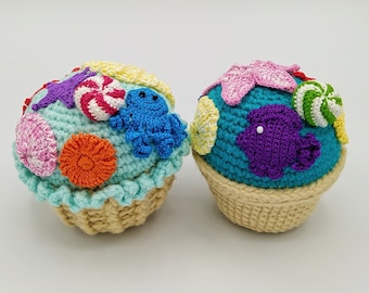 Crochet food, amigurumi cupcake, crochet cupcake, pretend play food, play dessert, learning toy, home decor, crochet muffin, kitchen decor