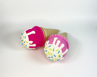 Crochet Ice Cream Cone Toy, Play Food, Nursery Decor