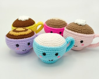 Crochet Coffee Cup, Kawaii Play Food, Kitchen Decor