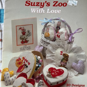 Ulotka o sztuce rekreacyjnej 228 Z zoo Suzy z miłością 20 wzorów do haftu krzyżykowego