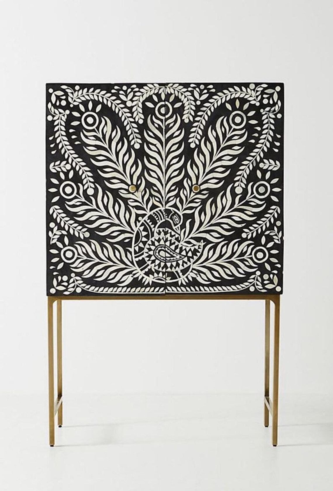 Bone inlay Peacock Design bar black Etsy