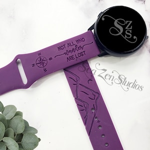 Not all who wander are lost Engraved Watch Band in 20MM and 22MM compatible with Samsung and Garmin watch bands.