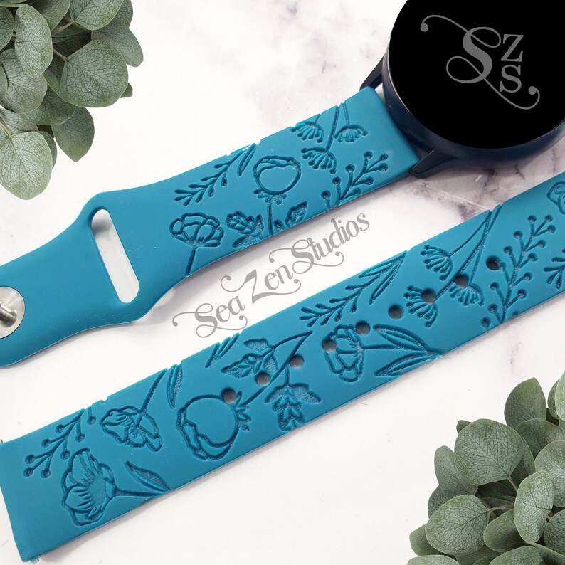 Wildflowers Engraved Watch Band in 20MM and 22MM Compatible Etsy