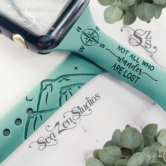 Not All Who Wander Are Lost Slim Silicone Watch Band Compatible with watch series SE 10/9/8/7/6/5/4/3/2/1