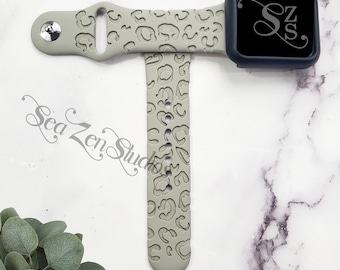 Cheetah Print Soft Silicone Engraved Watch Band Compatible with watch series SE 10/9/8/7/6/5/4/3/2/1. Choose from 35 Colors