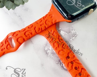 Cheetah Print Slim Monogram Silicone Watch Band Compatible with watch series SE 8/7/6/5/4/3/2/1