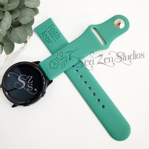 Faith Over Fear Custom Monogram Watch Band in 20MM and 22MM compatible with Samsung and Garmin watch bands.