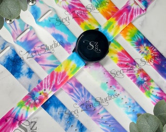 Tie Dye Soft Silicone Watch Band in 20mm compatible with Samsung Active and Garmin watch bands.