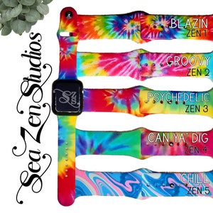Tie Dye Replacement Silicone Watch Band Compatible with watch series SE 8/7/6/5/4/3/2/1. Choose from 10 Patterns