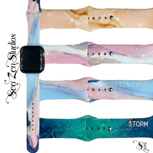 Soft Marble Swirls Silicone Blank Replacement Band Compatible with watch series SE 8/7/6/5/4/3/2/1