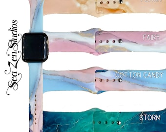 Soft Marble Swirls Silicone Blank Replacement Band Compatible with watch series SE 8/7/6/5/4/3/2/1