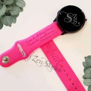 Faith Engraved Watch Band in 20MM and 22MM compatible with Samsung and Garmin watch bands.