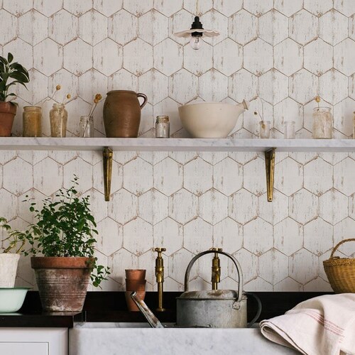 Wallpops Hexagon Marble Farmhouse Peel and Stick Backsplash Etsy