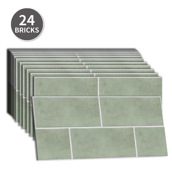 Sage Green Subway Backsplash Fliesen, schälen und kleben Beton Bodenfliesen Aufkleber, Zement entfernbares Vinyl-Dekor, moderne Küche erneuern Idee