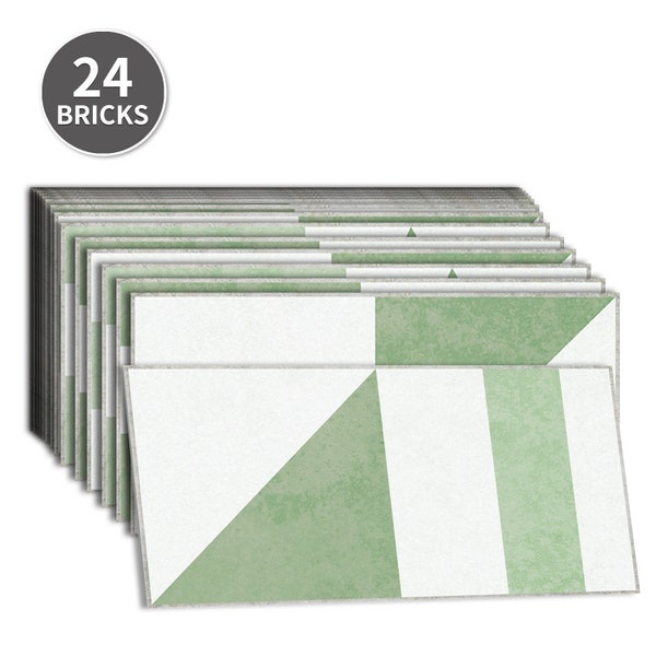 Concrete Backsplash Decals, Sage Green Peel and Stick, Cement Geometric Shape Tile Stickers, Modern Kitchen Reveal Idea