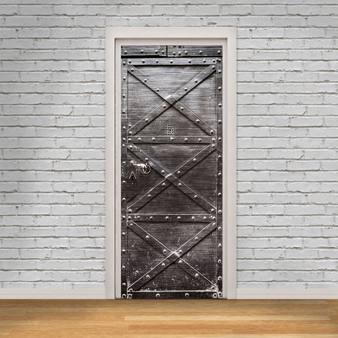 Peel and Stick Door Mural Old Rusty Iron Door Wrap Vinyl Etsy