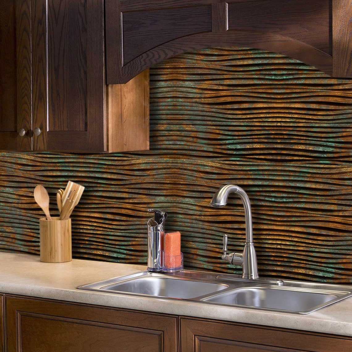 Metallic Backsplash Tile Decals Waves Tile Stickers Bathroom Etsy