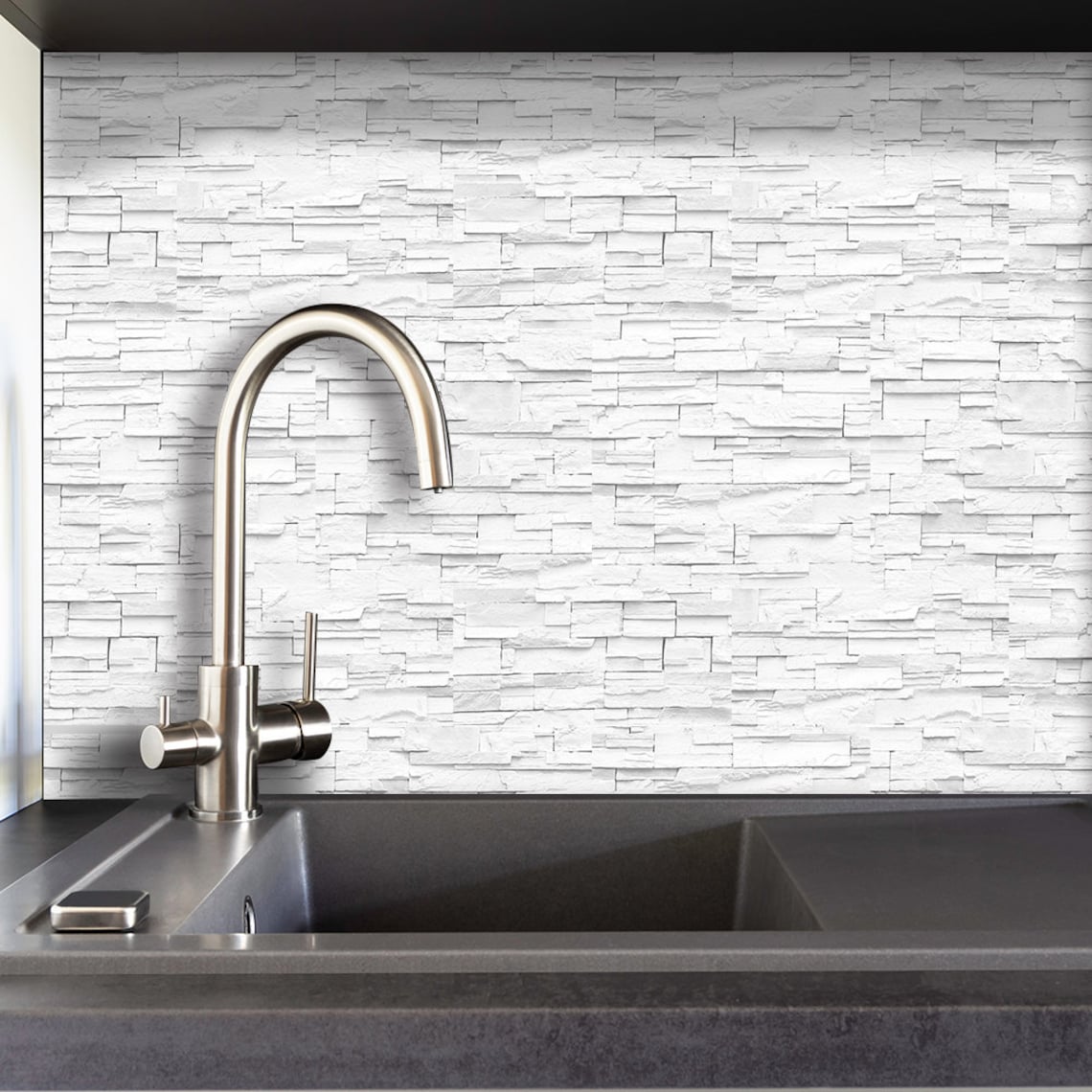 Peel and Stick Brick Backsplash Tile Decals White Stone Wall Etsy