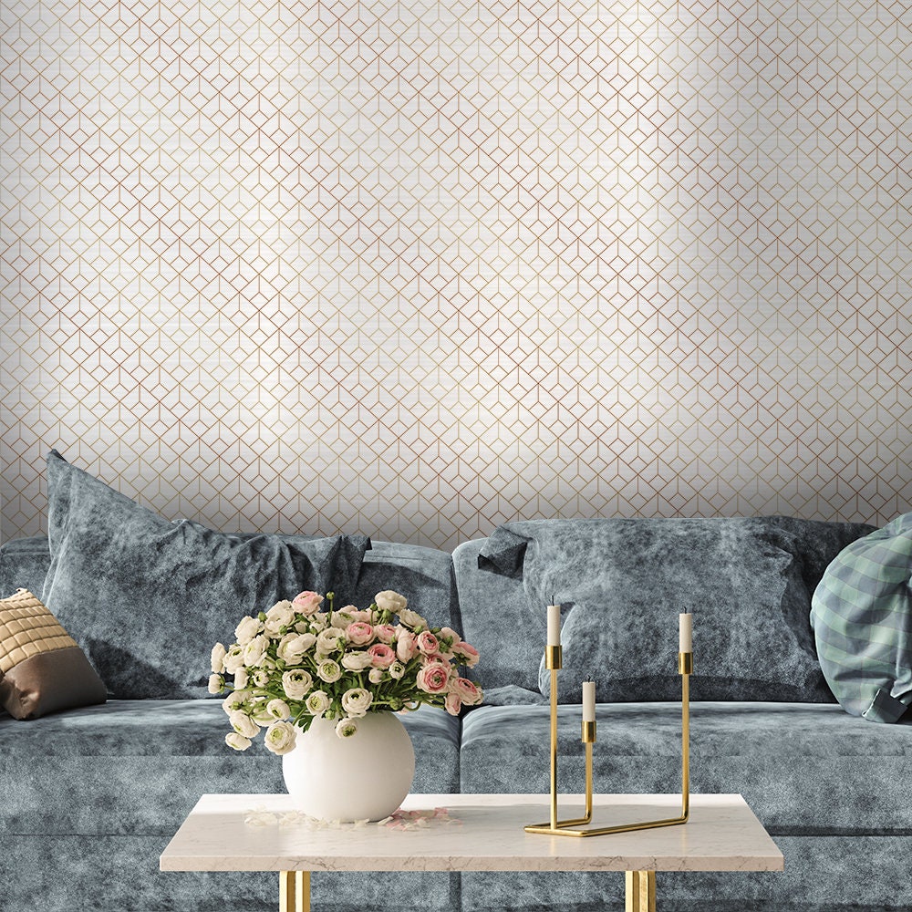 Peel and Stick Metal Geometric Wallpaper Brushed Silver& Gold | Etsy