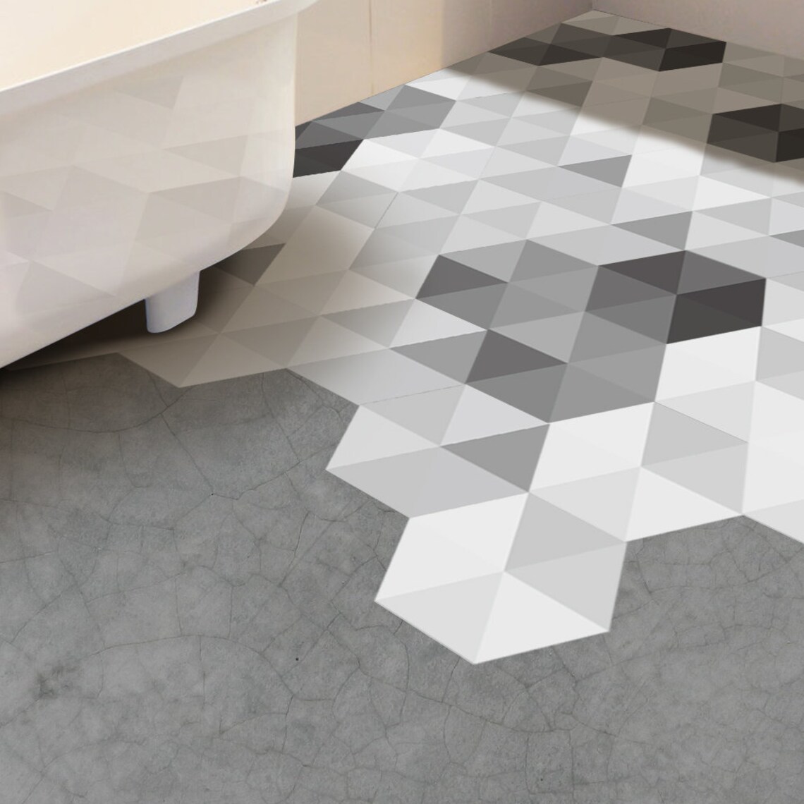 Peel and Stick Floor Tile Sticker Abstract Hexagonal Bathroom Etsy