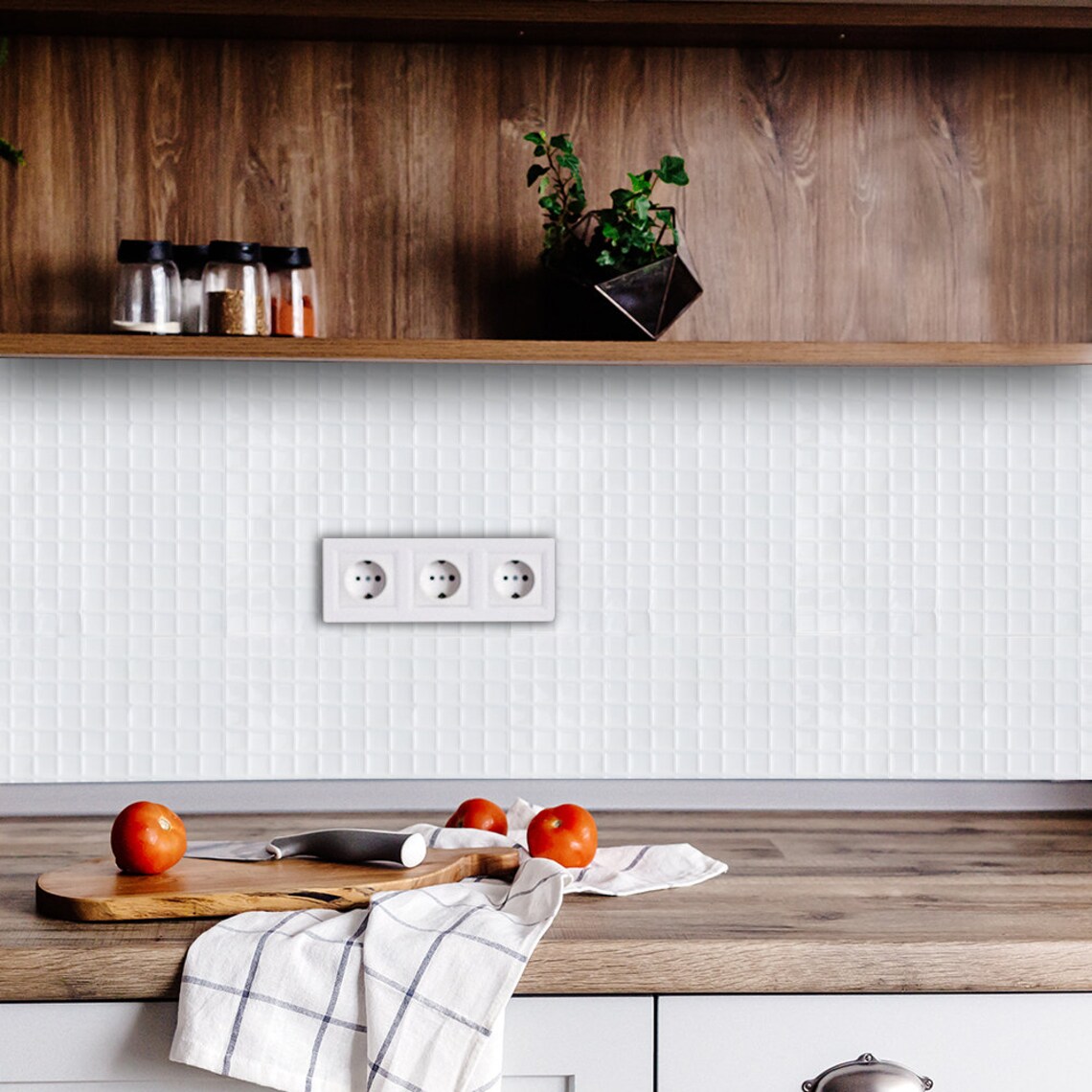 white sticker backsplash