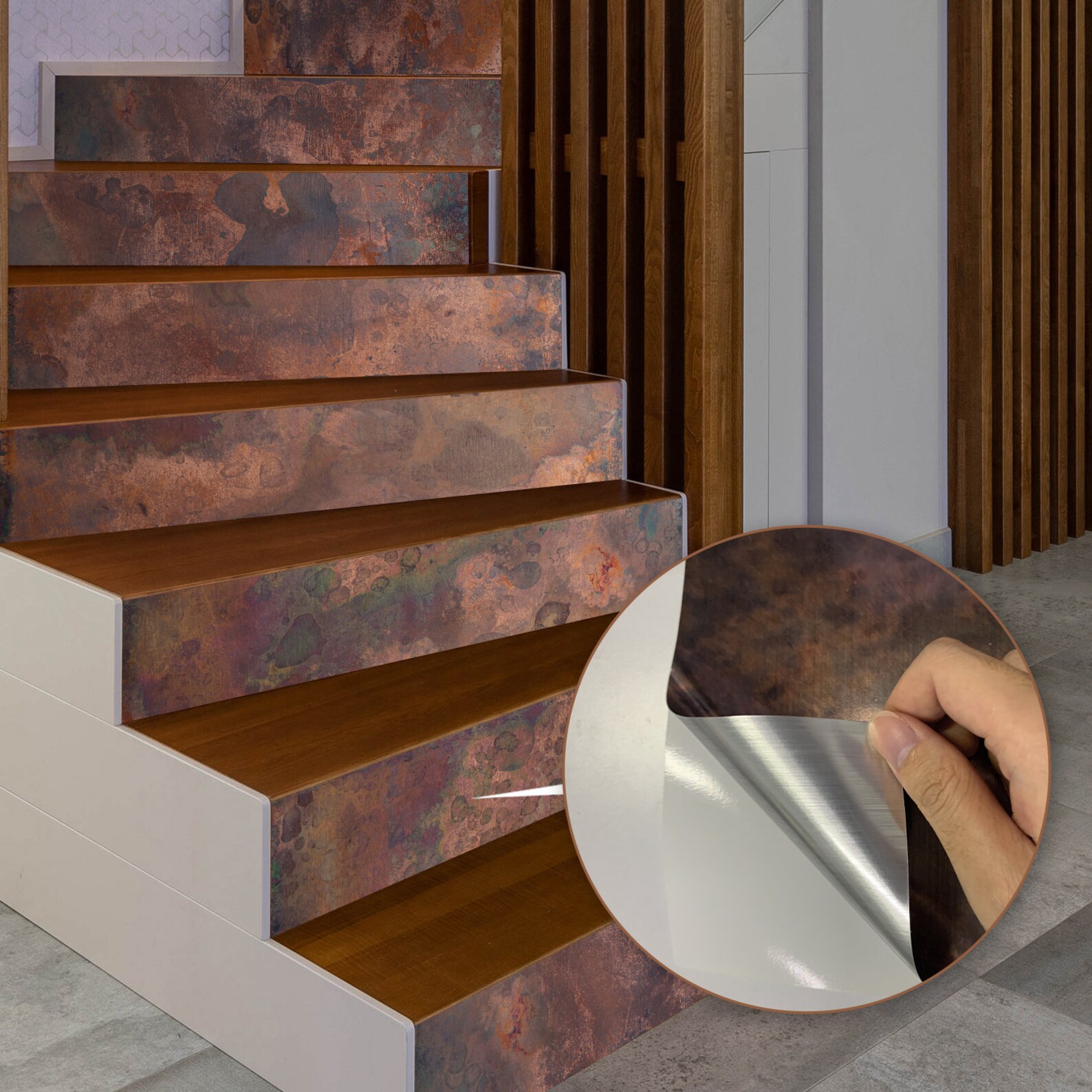 Industrial Copper Stair Riser Decal Peel and Stick Metallic Etsy