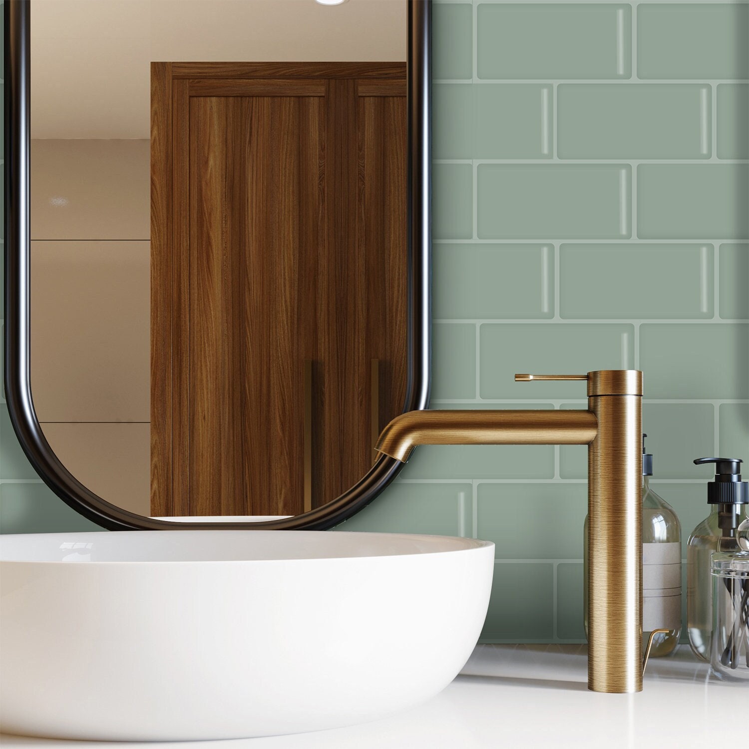 Peel & Stick Backsplash Tile Decalsgrayish Green Wall Tiles - Etsy