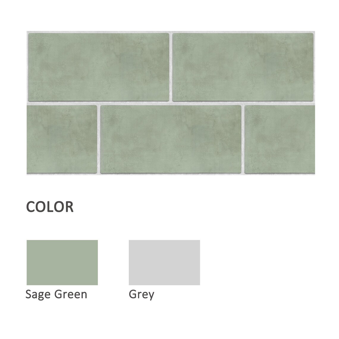 Sage Green Subway Backsplash Tiles Peel and Stick Concrete - Etsy
