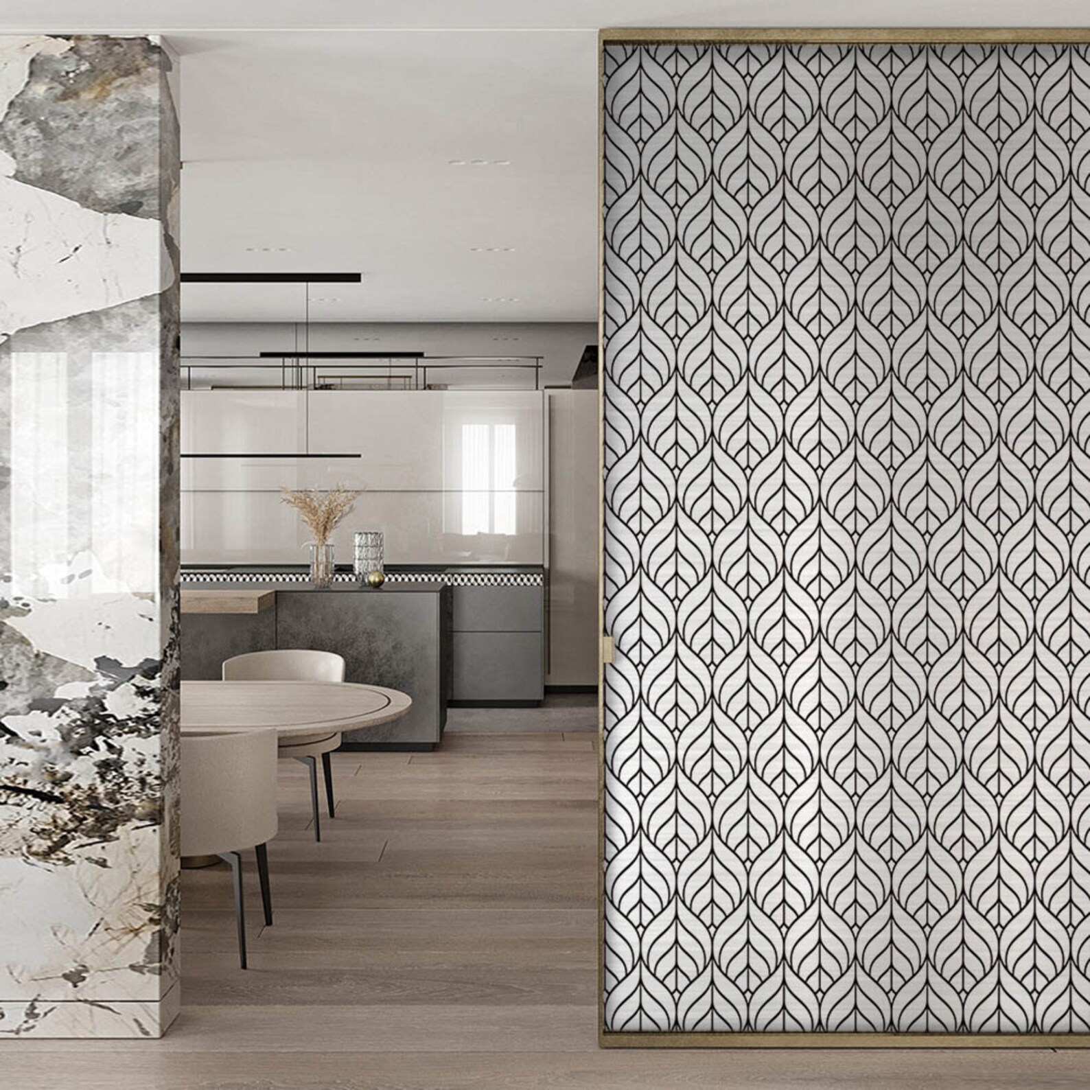 Peel and Stick Leaves Wallpaper Brushed Silver and Black | Etsy