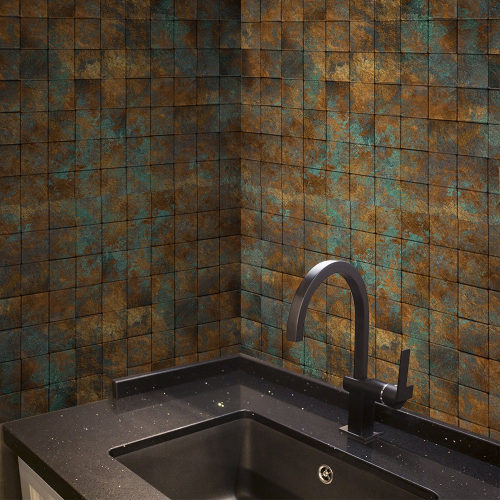 Metallische Backsplash Fliesen Aufkleber Metall Mosaik | Etsy