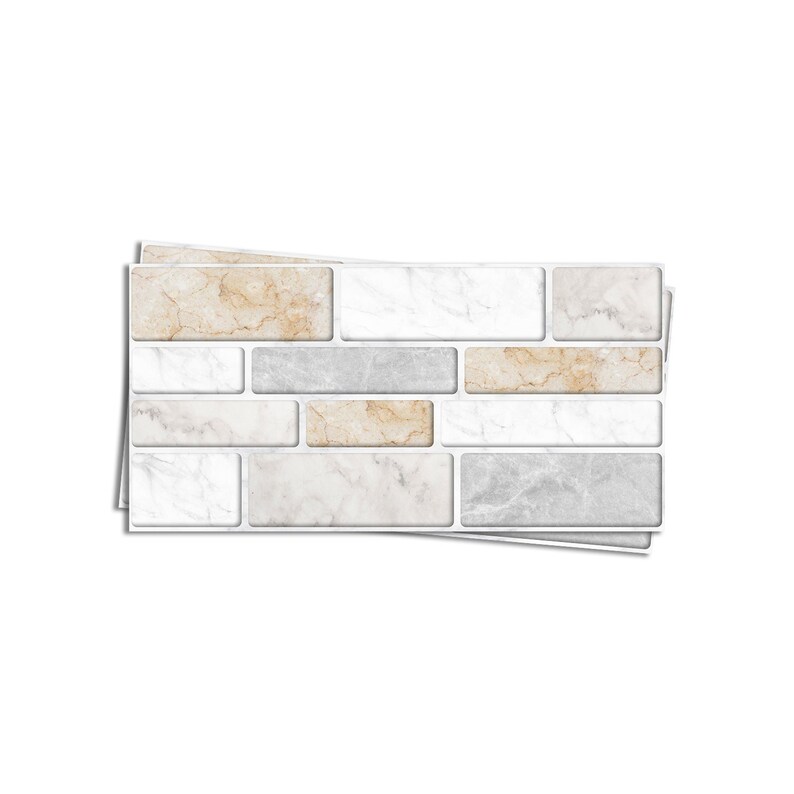 Peel and Stick Brick Backsplash Tile Decals Warm Tones Marble Etsy