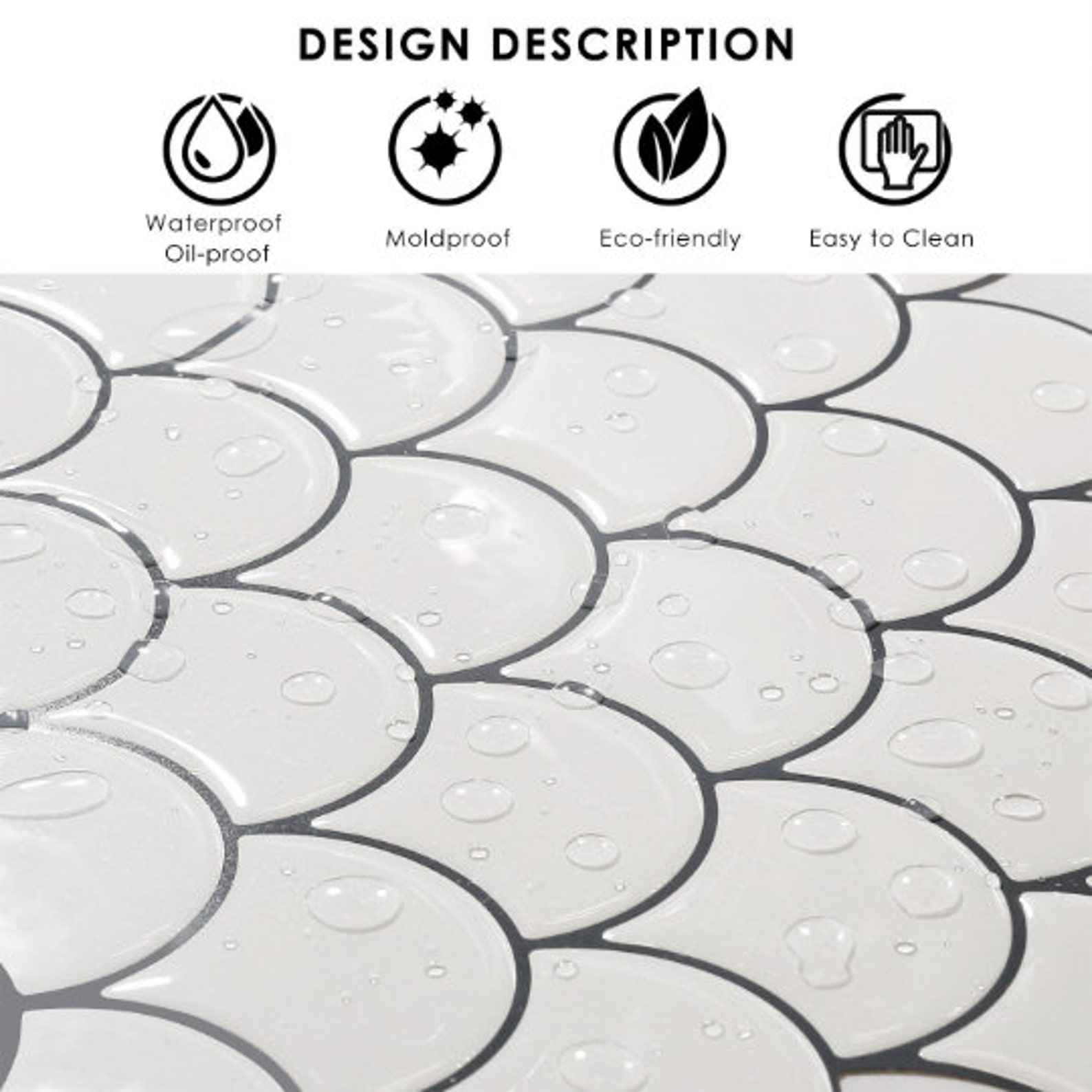 Scallops Backsplash Tile Decal White Peel and Stick Kitchen Etsy